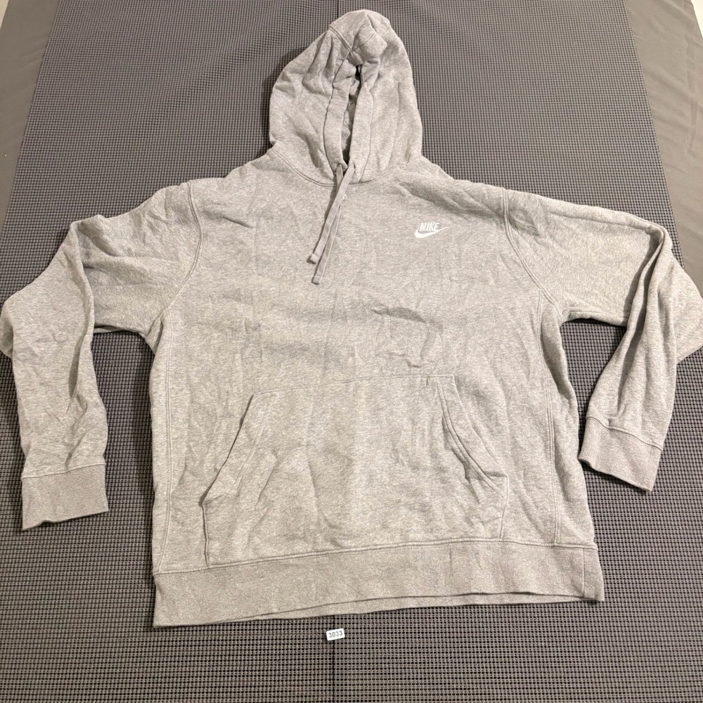 Nike Mens Gray Club Fleece Pullover Hoodie Embroidered Logo Size L Tall